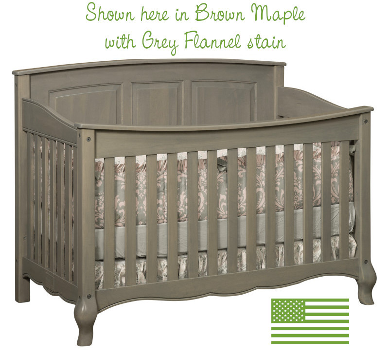 Amish 4 in 1 Convertible Baby Crib - French Country Slats